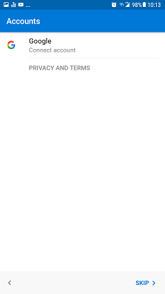 Google - connect account? Skip option.