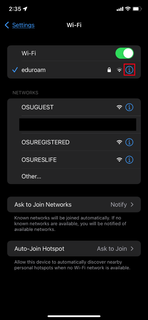 Connecting to Eduroam WIFI Network using an Apple device. | Oklahoma ...