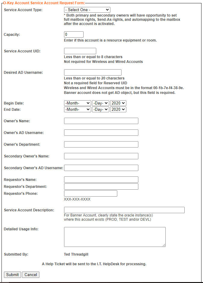 Service Accounts  Oklahoma State University